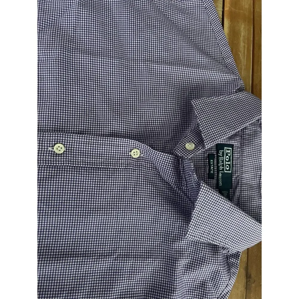 Ralph Lauren Long Sleeve Shirt Men’s Size 17 34/35 Purple Gingham Button Down